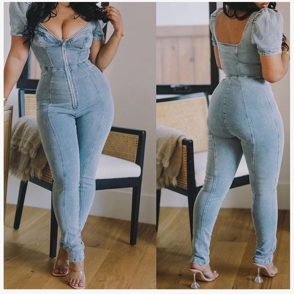 Signature8 Pants - Signature8 Detailed Denim Jumpsuit